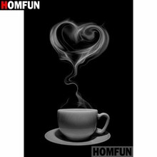 HOMFUN-pintura de diamante bordado "taza de café corazón", cuadro de diamantes de imitación, decoración, A26123 2024 - compra barato