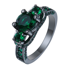Hainon роскошные винтажные кольца обещания ювелирные изделия модное черное золото принцесса зеленый кубический цирконий обручальное кольцо для женщин 2024 - купить недорого