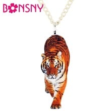 Bonsny Statement Acrylic Jungle Elegant Tiger Necklace Pendant Chain Choker Cartoon Animal Jewelry For Women Girls Kid Accessory 2024 - buy cheap