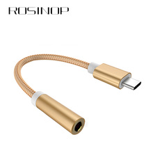 Цифровой кабель-переходник Rosinop с разъемом USB Type C до 3,5 мм AUX для Samsung, оригинальный аудиокабель для наушников, сплиттер для xiaomi huawei 2024 - купить недорого