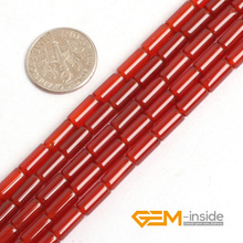 Contas de tubo de ágata vermelha para fazer joias, 15 polegadas faça você mesmo para pulseira e colar com frete grátis 2024 - compre barato