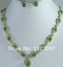 popular Jewelry  green jades necklace earring sets 2024 - buy cheap