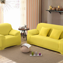 Capa elástica para sofá, tecido amarelo, apertado, com tudo incluído, 16 cores, um/dois/três/quatro lugares 2024 - compre barato