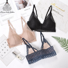 Sutiãs sexy de renda feminino, bralette sem fio com fecho frontal bh, sutiã push up respirável confortável, sem costura 2024 - compre barato