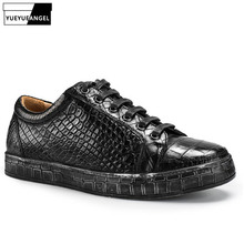 New Autumn Winter Business Casual Crocodile Genuine Leather Shoes Men Retro Lace Up Luxury Breathable Casual Leather Shoes 2024 - buy cheap