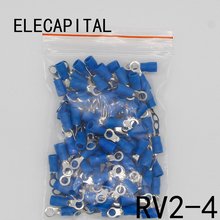 RV2-4 Blue Ring Insulated Wire Connector Electrical Crimp Terminal Cable Wire Connector for 1.5-2.5mm2 100PCS/Pack RV2.5-4 RV 2024 - buy cheap