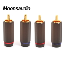 4pcs Moonsaudio high brass Gold plated RCA connector plug with interconnects cable 2024 - buy cheap