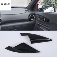 Free shipping 2pcs/lot ABS carbon fiber grain A pillar speaker decoration cover for 2017-2018 Hyundai KONA car accessories 2024 - buy cheap