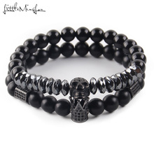 bracelet stack Natural stone beads Men Crown Bracelet Titanium Steel Warrior Skull Skeleton bracelets for mens jewellery 2024 - buy cheap