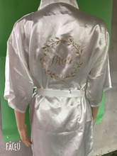 Personalizar brillo corona de dama de honor de boda novia Lencería de satén de seda pijamas de luna de miel de baño batas kimono vestidos, regalos 2024 - compra barato