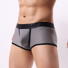 Sexy Underwear Men Boxers Shorts Breathable Ice Silk Mesh Panties Man Patchwork Mid-waist U Convex Pouch Underpants Cuecas S-XL 2024 - buy cheap