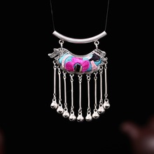 hot sell  free shipping Miao Silver Pendant fish bottom embroidered pendant accessories butterfly tassel daycare old stitch 2024 - buy cheap