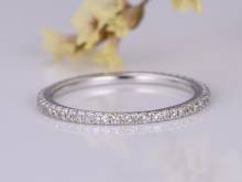 14k White Gold Natural Diamond Wedding Band Full Eternity Engagement Ring Stacking Ring Anniversary Matching Band Thin Band Ring 2024 - buy cheap