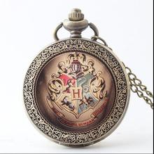 Hogwarts escola de bruxaria e cracho de bronze antiguidades estampa esmalte colar de mulher e homens relógios de bolso presente koj54 2024 - compre barato