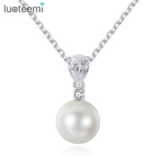 LUOTEEMI New Nice Accessories Single Cubic Zircon Imitation Pearl Pendant Charm Necklaces Trendy Chains For Women Free Shipping 2024 - buy cheap