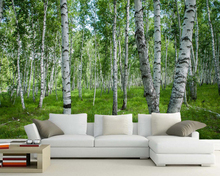 Papel tapiz 3d natural de bosque de abedul, sala de estar, sofá, pared de TV, dormitorio, decoración del hogar, mural de restaurante 2024 - compra barato