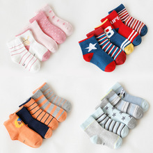 5 парт/Лот, Детские хлопковые носки для мальчиков и девочек, осенне-зимняя одежда, разноцветные Модные Спортивные Повседневные носки для маленьких детей 2024 - купить недорого