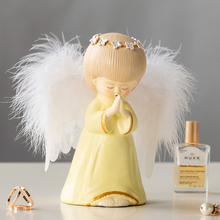 Europe  Resin Blessing angel Figurines lovely Feather Illuminate fairy Statue tabletop crafts Home Decor Creative Gift 2024 - buy cheap