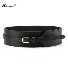 [HIMUNU] Autumn And Winter Width Women Belt Genuine Leather  Fashion Design Pin Buckle Belts for Women 2024 - buy cheap