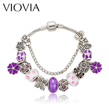 VIOVIA-Pulseras con abalorios de color púrpura para mujer, brazaletes de moda, joyería, B16012 2024 - compra barato