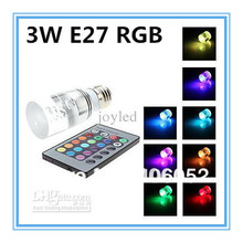 Энергосберегающая светодиодная RGB лампа с пультом дистанционного управления 16 цветов 3 Вт E27 RGB Светодиодная лампа 85-265 в RGB light 10 шт./лот 2024 - купить недорого