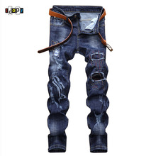 Джинсы Idopy мужские, модные, пестрые, в стиле хип-хоп, уличная мода, винтажные, потертые, брендовые, дизайнерские, джинсы для бега 2024 - купить недорого