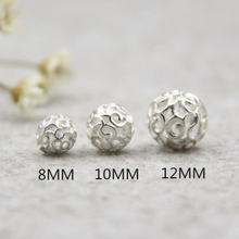1pcs/lot 8/10/12mm 925 Silver Round Hollow carved section Spacer Beads Fit Charm Bracelets For Jewelry Finding Making DIY 2024 - buy cheap