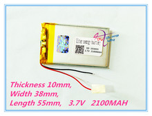 Литий-полимерный аккумулятор 103855 3,7 В 2100 мАч мобильный источник питания планшет GPS навигатор 2024 - купить недорого