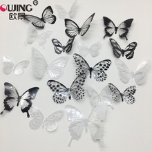 18pcs/lot 3D Effect Crystal Butterflies Wall Sticker for Kids Room Butterfly Wall Decals Party Wedding Home Decoration Art Mural 2024 - buy cheap