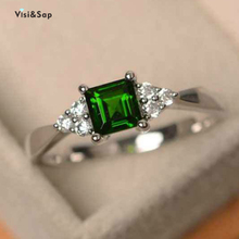 Visisap Emereld зеленые кристаллические кольца для женщин Европейская американская бабушка подарки кольцо модные ювелирные изделия оптовая продажа с фабрики B2696 2024 - купить недорого