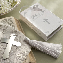 100pcs/lot Cross shape vintage stainless steel bookmark baptism favors wedding favor 2024 - buy cheap