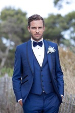 New Royal Blue Wedding Suits For Men Clothes 3 Pieces Men Suit Set Fashion Business Terno Masculino Jacket+Pant+Vest 2024 - buy cheap