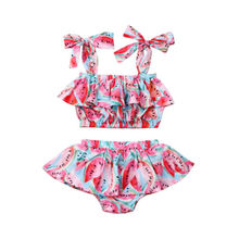 Baby Girl Clothes Summer 2pcs Watermelon Newborn Baby Girl Clothes Ruffle Tops Shorts Skirts Outfit Set 2024 - buy cheap