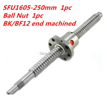 Tornillo de bola enrollado SFU1605, 250mm, RM1605, 250mm, 1 ud. + 1 ud., husillo de bolas + mecanizado final para procesamiento estándar BK/BF12, Envío Gratis 2024 - compra barato