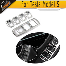 Interruptor de puerta Interior de coche, cubierta cromada de elevación, embellecedores para Tesla modelo S Sedan 4 puertas 2012 - 2015 70 70D 85 85D P85D 2024 - compra barato