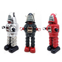 Robô vintage de brinquedo com corda, brinquedo clássico de estanho para crianças e adultos 2024 - compre barato
