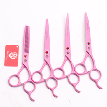 Z3100 4 peças tesoura de cabelo 7 "19.5cm, purple dragon jp 440c, cor rosa, para cabeleireiro profissional, para animais de estimação 2024 - compre barato