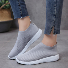 Bomlight tênis casual feminino de malha, sapatos baixos casuais, slip-on, calçado de caminhada macio, tamanho grande 43, outono 2024 - compre barato