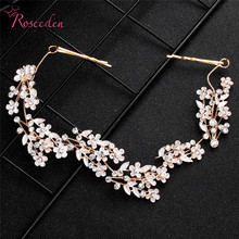Newest Silver Gold Color Small Flowers Crystal Alloy Bride  Hair Vine Headband Wedding Hair Jewelry Accessories RE3452 2024 - buy cheap