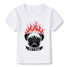 2019 Children Pug On Fire Hot Dog Funny T-shirt Summer Boys and Girls Casual Clothes Kids Tops Baby T shirt,ooo2074 2024 - buy cheap