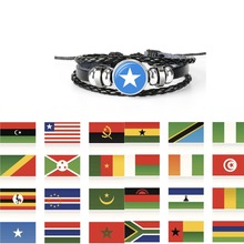 Браслет из бисера для мужчин и женщин, кожаный браслет со стеклянным кабошоном и бисером, с изображением национального флага Восточной Африки и Сейшельских Островов, сов, Эритреи, BIOS 2024 - купить недорого
