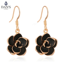 DAN'S ELEMENT Rose Flower Cubic Zirconia Inlaid Rose Gold Color Dangle Earrings Fashion Crystal For Women brincos DEE089 2024 - buy cheap