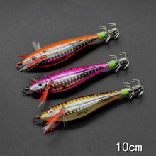 10Pcs Squid Jigs 10cm 11g Luminous Octopus Jig Wood Shrimp with Octopus Squid Jig Hooks Cuttlefish Fishing Lure 2024 - buy cheap