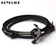 BOYULIGE 2019 Classic Fashion Anchor Bracelet Men Navy Style Braid Multi-layer Rope Leather Bracelets For Men Women Jewelry Gift 2024 - buy cheap