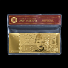 Обычная Золотая Пакистанская банкнота 5000 рупия для золотой фольги с COAPVC рамкой подарки коллекция 2024 - купить недорого