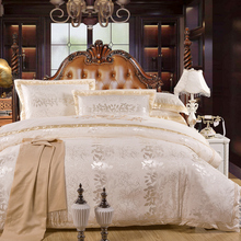 4Pcs conjuntos de cama de Luxo De Cetim Jacquard Bordado jogo de cama de casal queen king size capa de edredão conjunto de folhas de cama fronha 2024 - compre barato