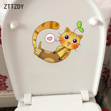 ZTTZDY 22.3*18.2CM Cartoon Smile Cat Toilet Decal Kids Room Home Decor Wall Sticker T3-0177 2024 - buy cheap