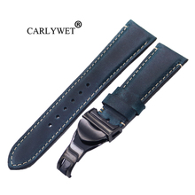 CARLYWET Wholesale 22mm Vintage Blue Genuine Leather Replacement Wrist Watchband Strap Belt Loops Band Bracelets For IWC Tudor 2024 - buy cheap