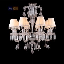 led e14 European Iron Crystal Glass Fabric Clear Chandelier Lighting Lamparas De Techo Suspension Luminaire Lampen For Foyer 2024 - buy cheap