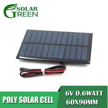 Módulo para cargador de batería Mini célula Solar 6V dc 0,6 vatios cable Panel Solar policristalino juguete de alambre de silicona DIY 2024 - compra barato